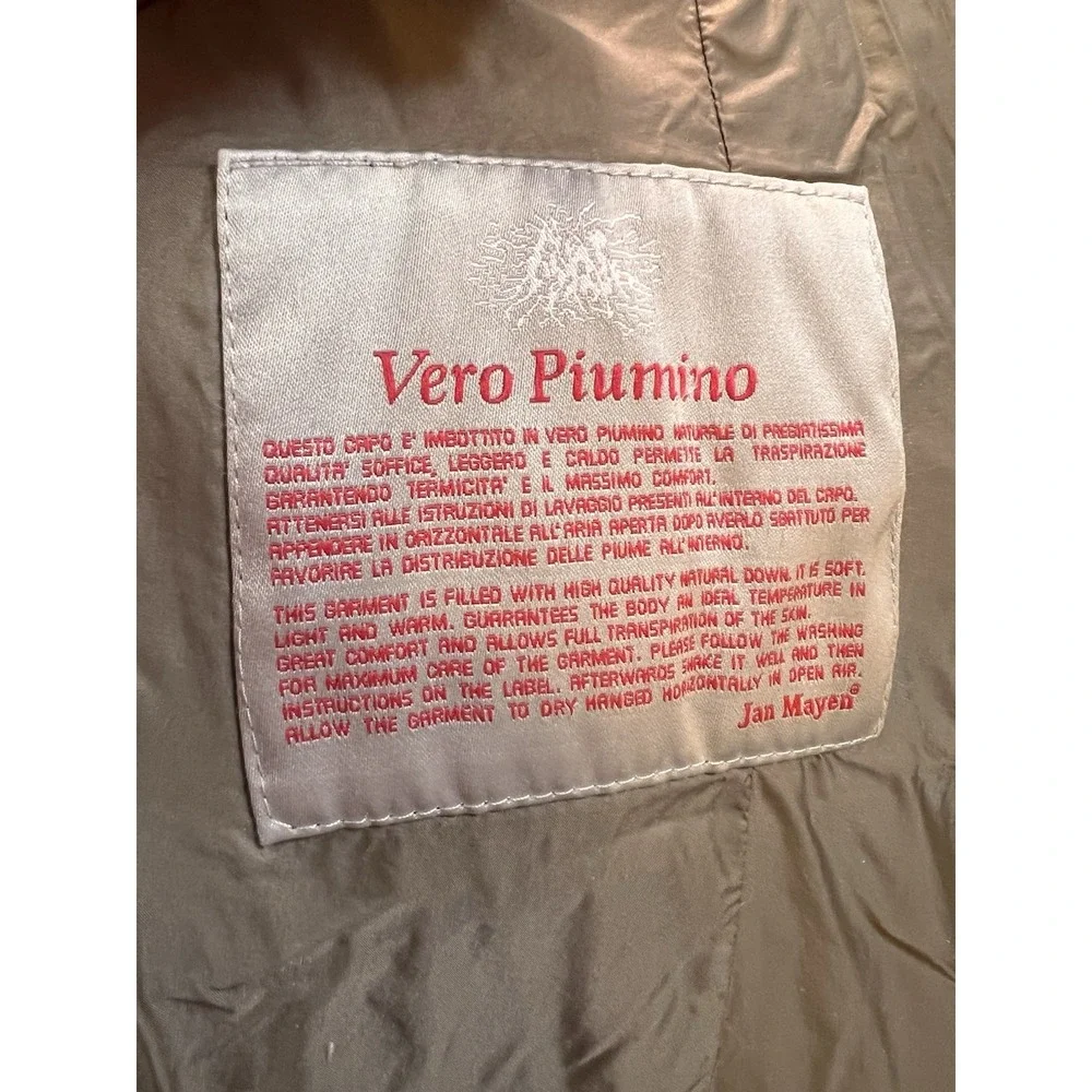 Jan Mayen Beige Goose Down Long Puffer Jacket Italian Size 46 (US‎ 12)